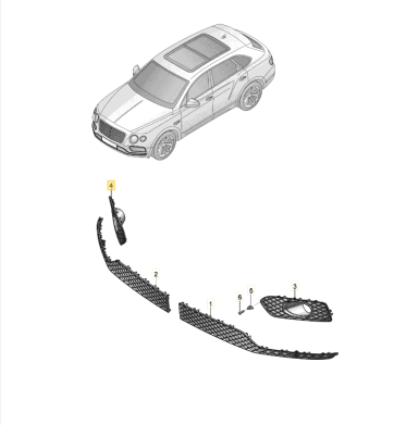 Bentley Bentayga Right Upper Bumper Grille Standard Cruise 36A807346E