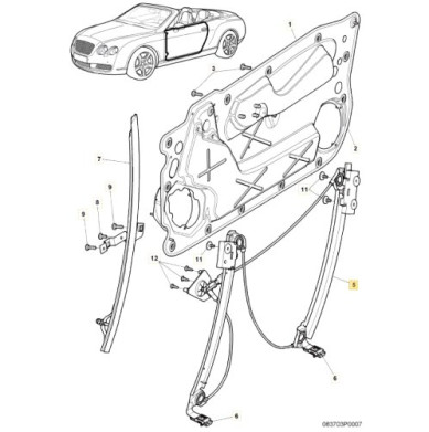 Bentley Continental GTC Right Front Window Regulator - 3W7837402B